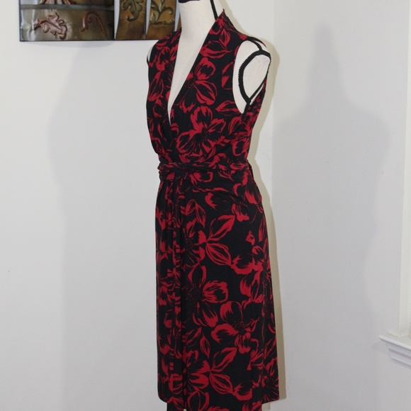 Norma Kamali, Faux Wrap Floral Jersey Dress - Picture 2 of 9